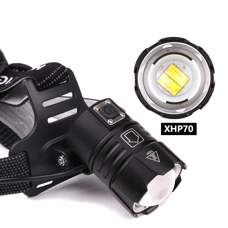 120,000LM Super Bright LED Rechargeable Headlamp, Zoomable Head lamp