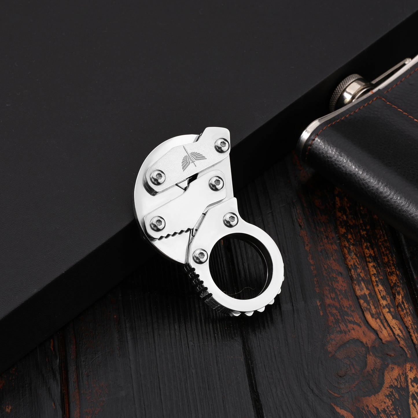 GS185 Eagle Beak Full Steel Folding Knife Gadget Ring Knife
