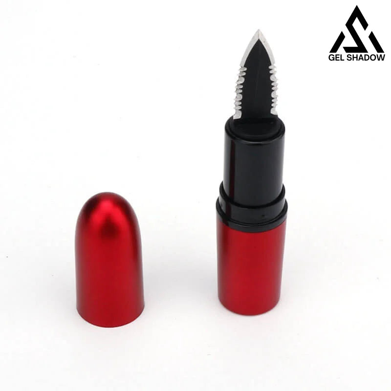 4.5 Inch Pucker-Up Lipstick Knife Red / Jagged Pocket Knives
