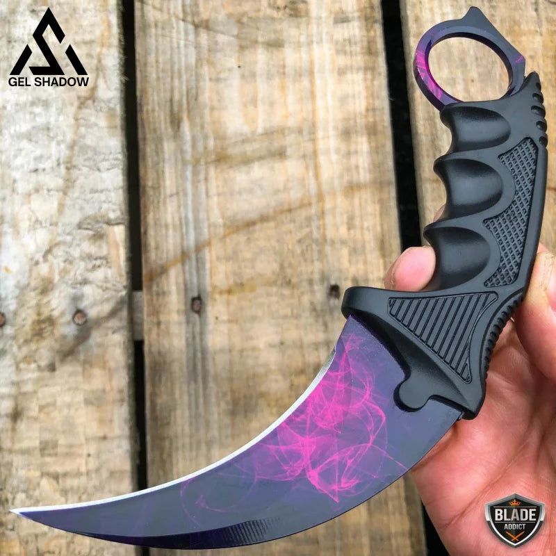 7.5’ Csgo Karambit Combat Knife Fixed Blade Hawkbill Neck Doppler New