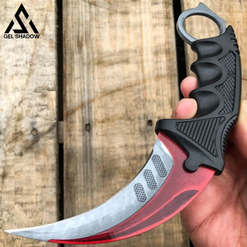 7.5’ Csgo Karambit Combat Knife Fixed Blade Hawkbill Neck Doppler New Red Autotronic