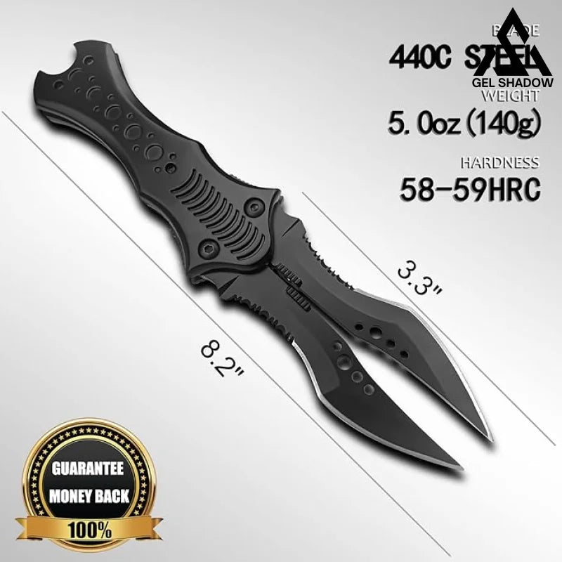 8.2’’ Unique Cool Double Blade Pocket Knife EDC Hiking Tools Pocket Knives