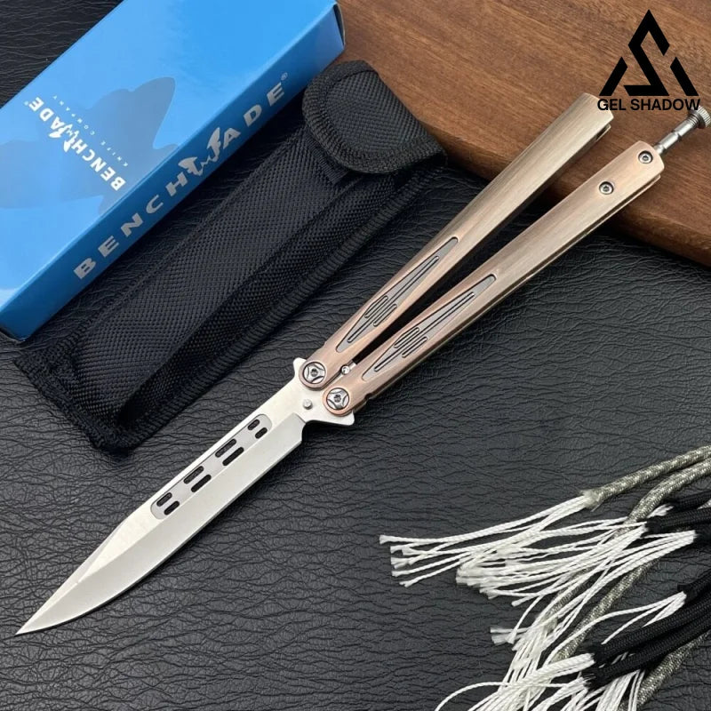 BM Butterfly Swinging Sharpe Knife Champagne Pocket Knives