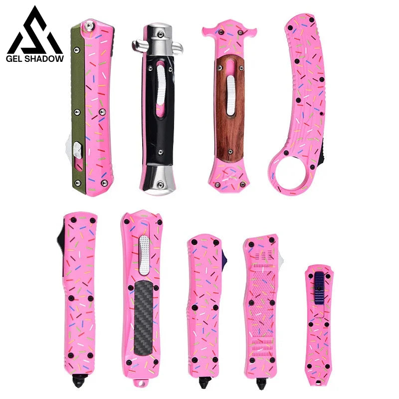 Donut Otf Knife Mirotech Automatic Pink Dagger Dessert Warrior Pocket Knives
