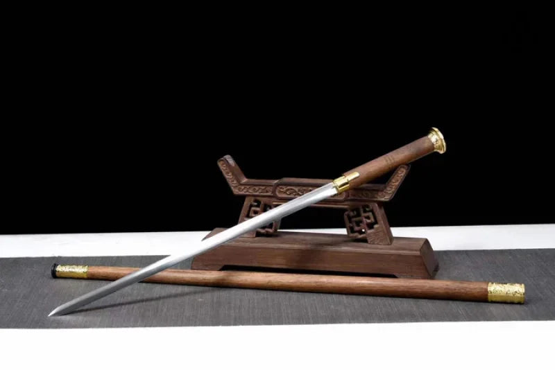 Dragon Pattern Alloy Gold Stainless Steel Cane Sword(US ONLY)-GS65 black Pocket Knives