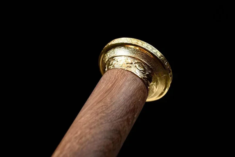 Dragon Pattern Alloy Gold Stainless Steel Cane Sword(US ONLY)-GS65 black Pocket Knives