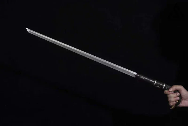 (Elder) Stainless Damascus Steel Dual-Handed Cane Knife(US ONLY)-GS54 Black Pocket Knives