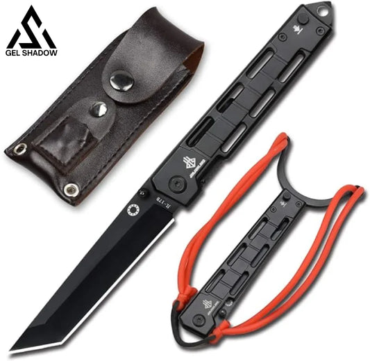 Folding Knife With Slingshot Outdoor Edc Black Pocket Knives