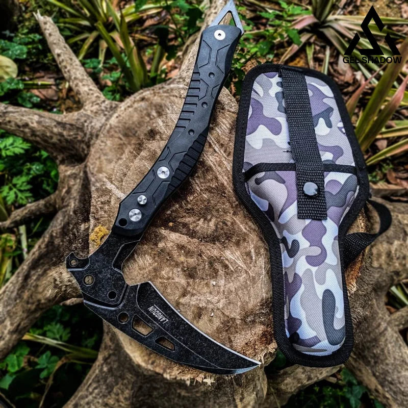 Folding outdoor self-defense fire-extinguishing tactical logging axe-GS44 black Pocket Knives