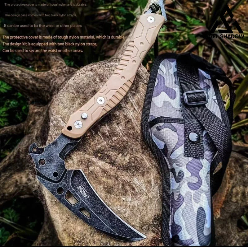 Folding outdoor self-defense fire-extinguishing tactical logging axe-GS44 brown Pocket Knives
