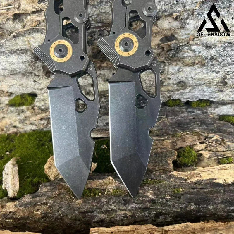 GS156 D2Heavy-duty folding high-hardness outdoor knife Black BRASSKNUCKLE