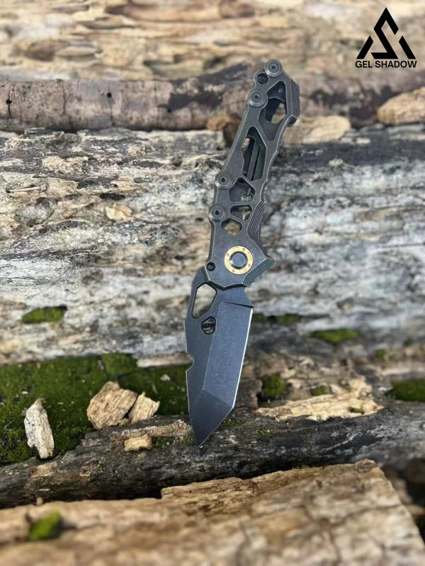GS156 D2Heavy-duty folding high-hardness outdoor knife Black BRASSKNUCKLE
