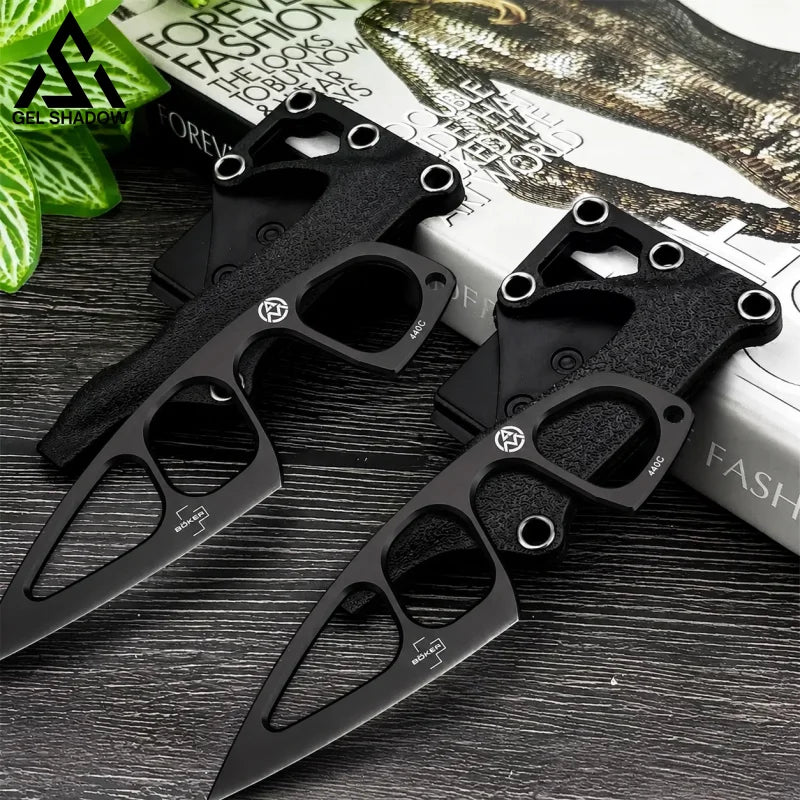 GS226 Boker Plus Miltner Adams Knuckle Knife MA-2 Fixed 2.5’’ Blade - 2 pcs / Black - Pocket Knives