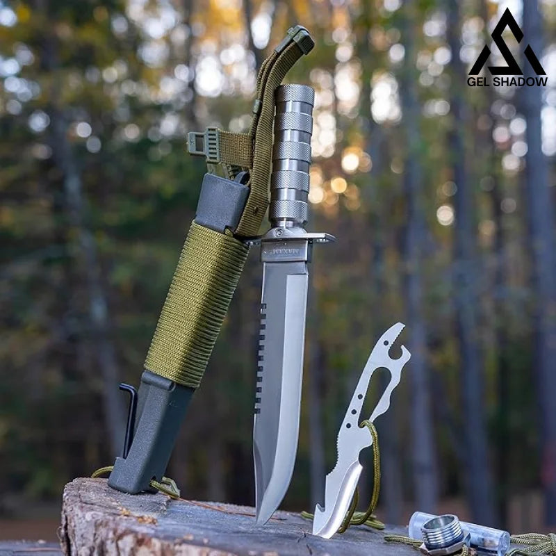 Large Hunting Knife Bowie Sharp Fixed Blade Camping Military Outdoor Survival Set Silver KNIVES
