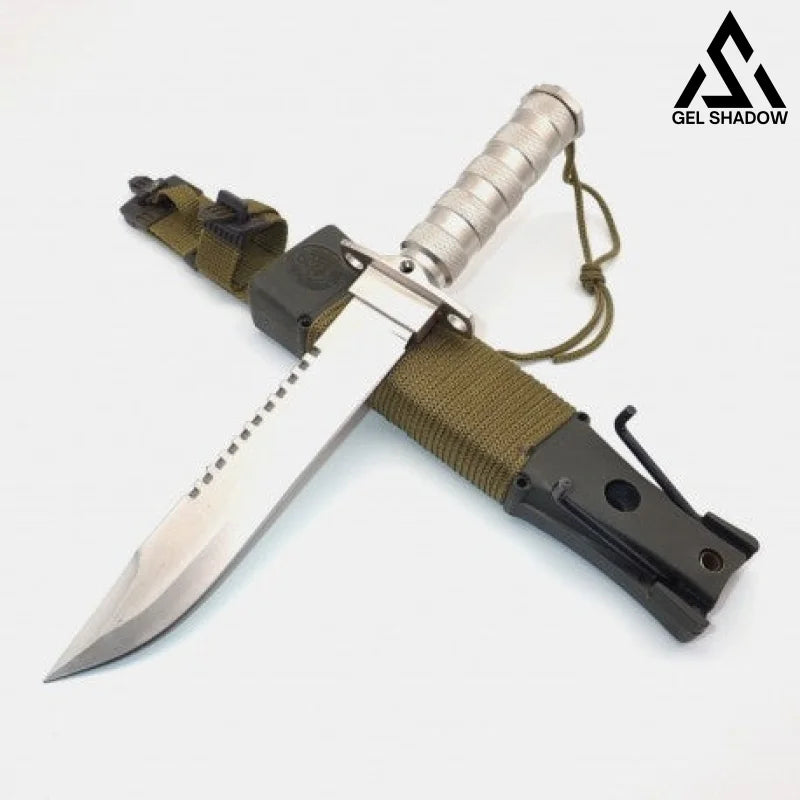 Large Hunting Knife Bowie Sharp Fixed Blade Camping Military Outdoor Survival Set Silver KNIVES