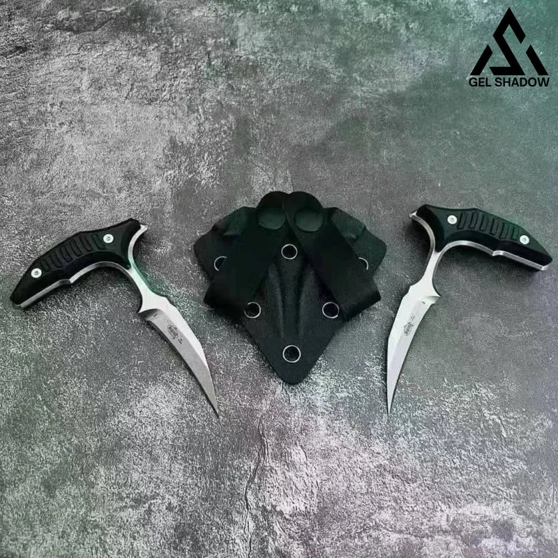 MicroTech Double bee shaped push type dagger serrated DLC blade Double-edged Pocket Knives