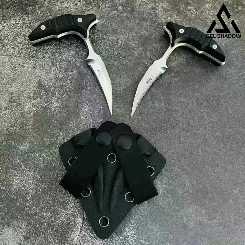 MicroTech Double bee shaped push type dagger serrated DLC blade Single-edge + Single-tooth Pocket Knives
