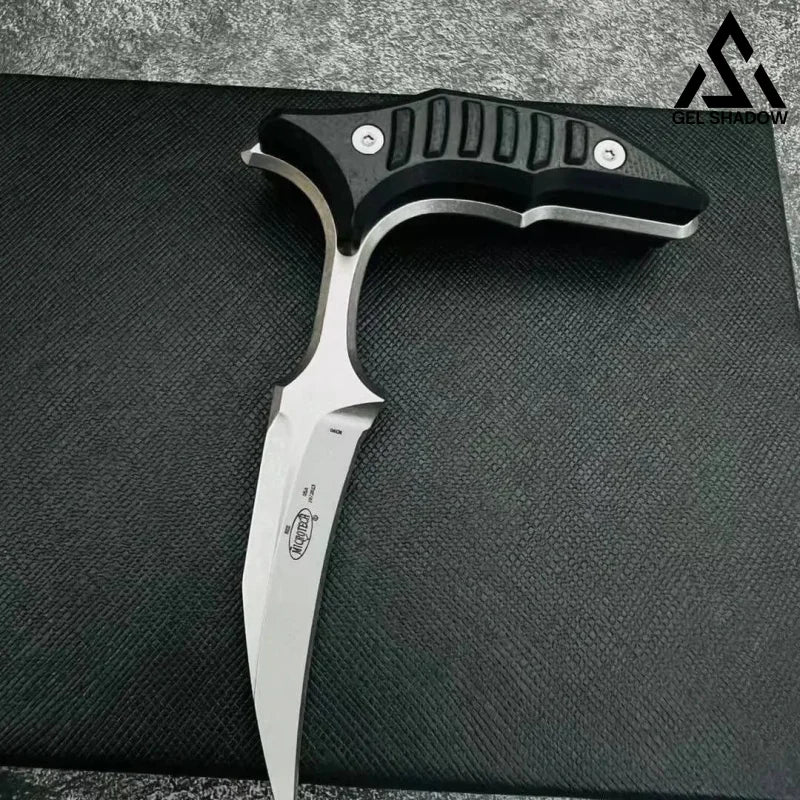 MicroTech Double bee shaped push type dagger serrated DLC blade Single-edged Pocket Knives