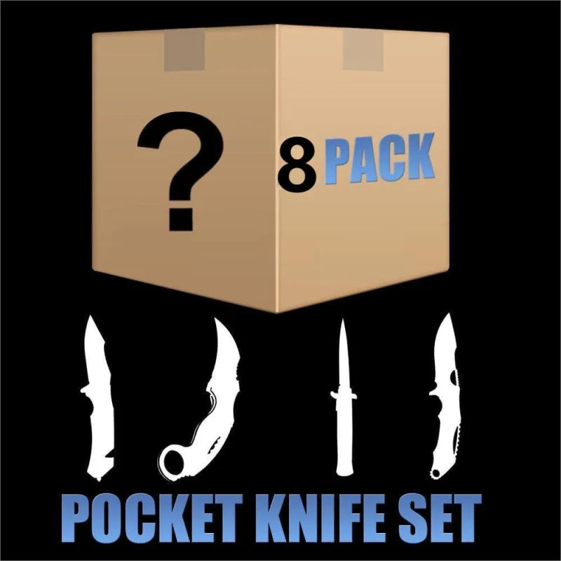 Mystery 1/2/4/8 Pack Knife Set Box 8 Pcs + 1 Taser Pocket Knives