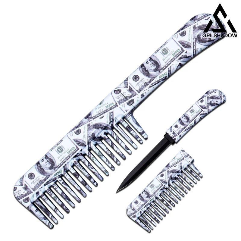 Self Defense Brush Comb With Hidden Sharp Knife US dollar / Square handle Pocket Knives