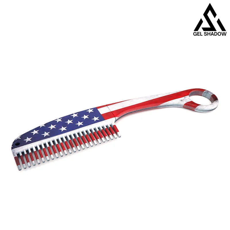 Self Defense Brush Comb With Hidden Sharp Knife UsA Flag / Round handle Pocket Knives
