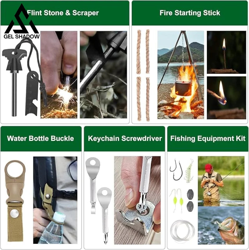 Survival Kit 28 in 1 Survival Gear Tool Emergency Tactical Equipment