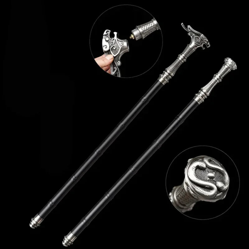 Tactical Cane Sword – Dual-Head Convertible Design(US ONLY)-GS152 Silver Pocket Knives