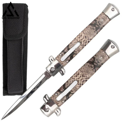 11’ The Don Massive Akc Italian Stiletto Otf Snakeskin Grain Knives