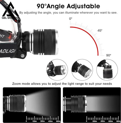 120,000LM Super Bright LED Rechargeable Headlamp Zoomable Head lamp