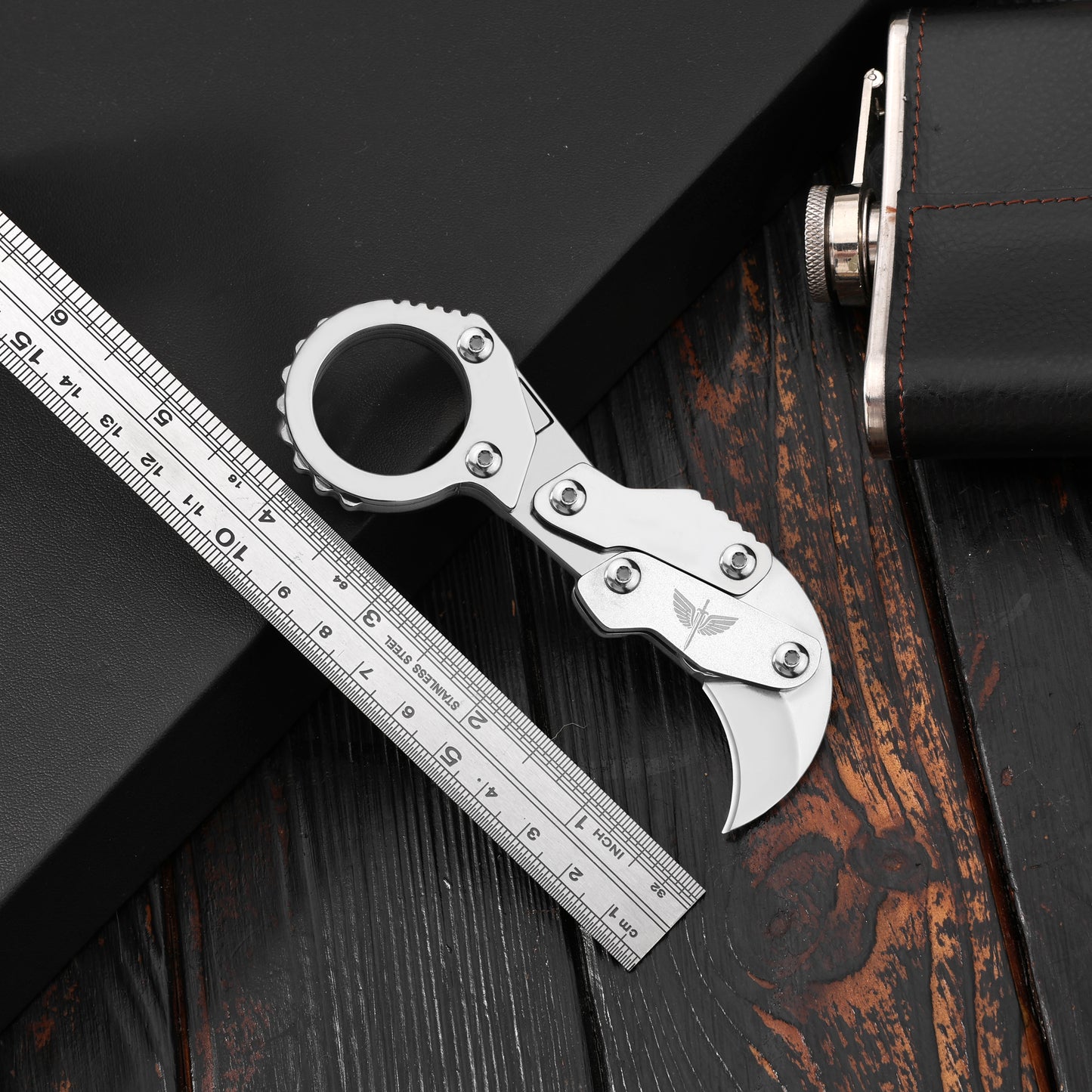 GS185 Eagle Beak Full Steel Folding Knife Gadget Ring Knife