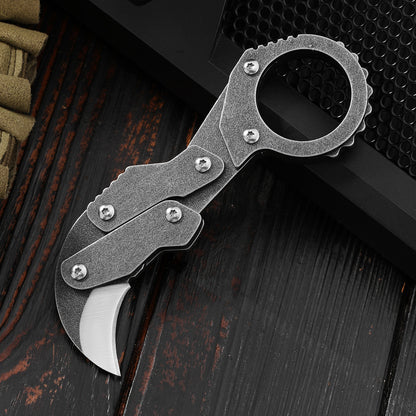GS185 Eagle Beak Full Steel Folding Knife Gadget Ring Knife