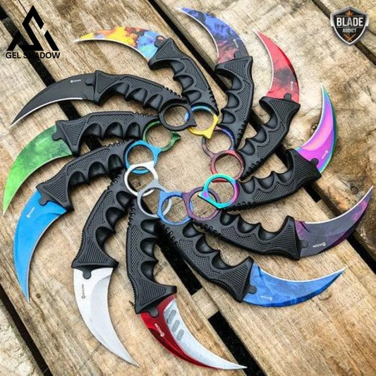 7.5’ Csgo Karambit Combat Knife Fixed Blade Hawkbill Neck Doppler New