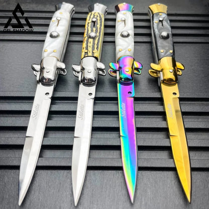 8.75’ Italian Stiletto Switch Blade Auto Pocket Knife Knives