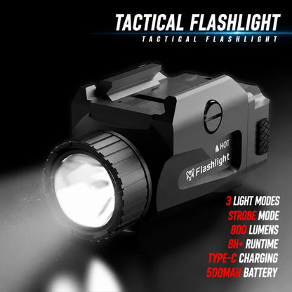 800LM Tactical Light 4 Mode USB Rechargeable Quick Release Picatinny Rail Mount
