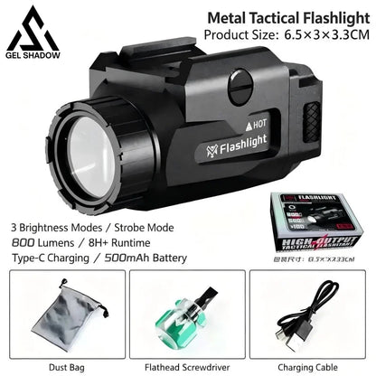 800LM Tactical Light 4 Mode USB Rechargeable Quick Release Picatinny Rail Mount