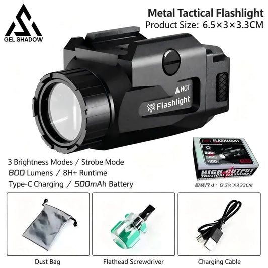 800LM Tactical Light 4 Mode USB Rechargeable Quick Release Picatinny Rail Mount