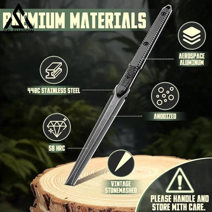 9.4in Tactical Fixed Blade Knife with Sheath Tea Needle 440C Stainless Steel-GS89 Black