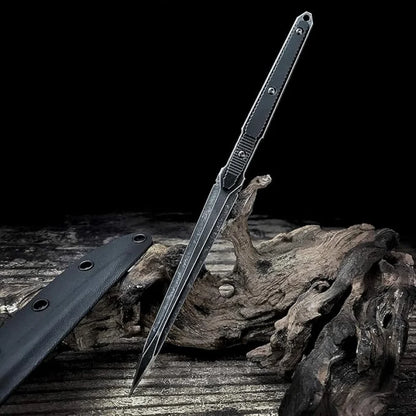 9.4in Tactical Fixed Blade Knife with Sheath Tea Needle 440C Stainless Steel-GS89 Black