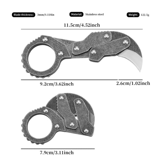GS185 Eagle Beak Full Steel Folding Knife Gadget Ring Knife
