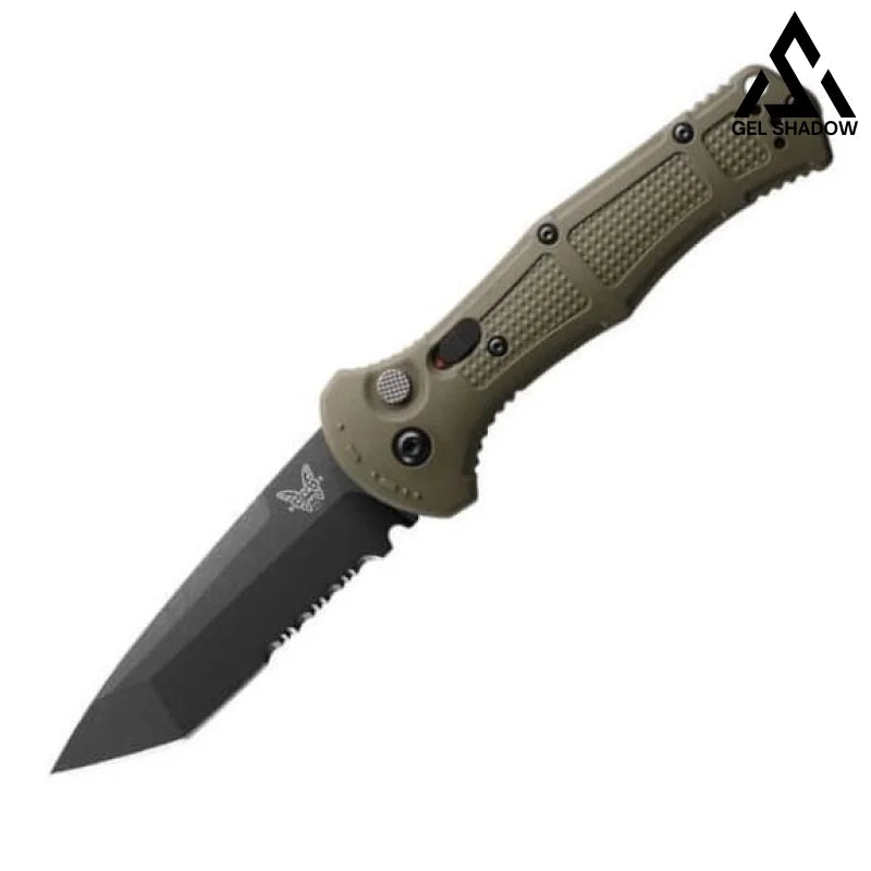 BM Claymore Automatic Knife Black-GS43 Brown Half Tooth BRASSKNUCKLE