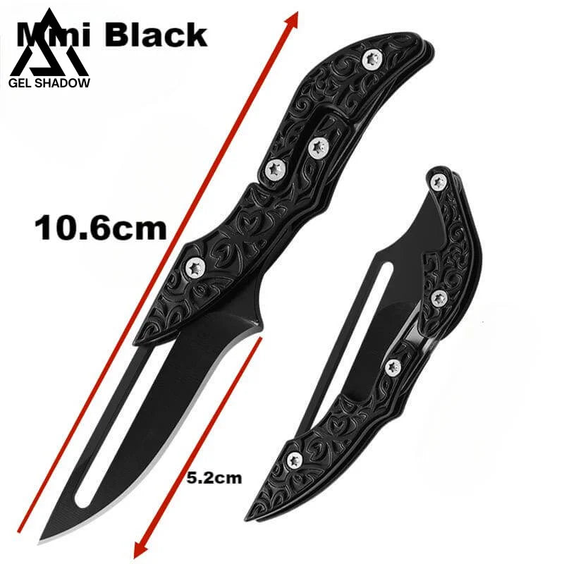 Damascus Steel Transformable Mechanical Magic Knife Mini Black Pocket Knives