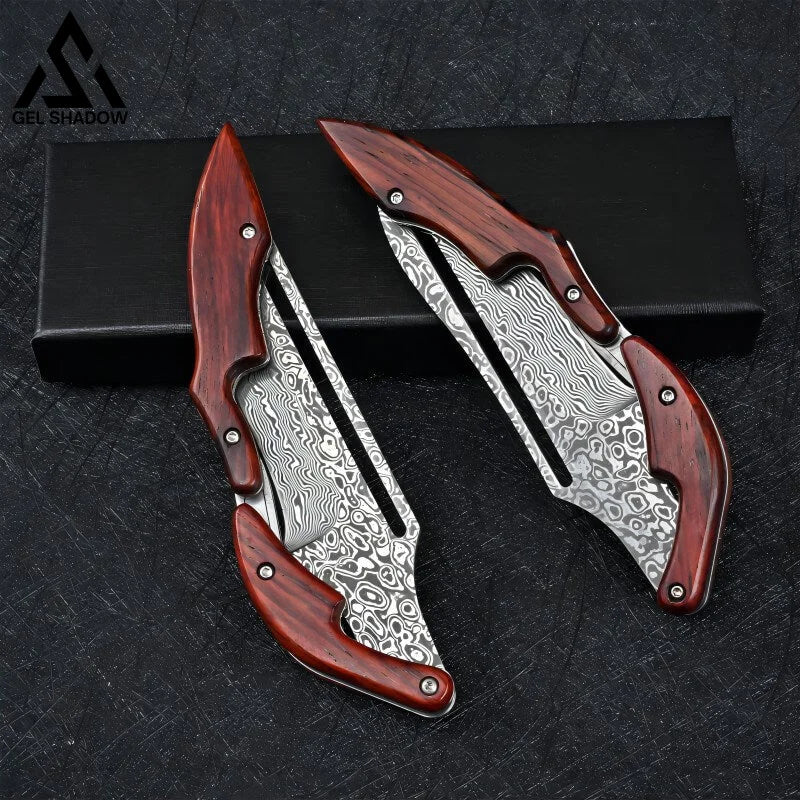 Damascus Steel Transformable Mechanical Magic Knife Pocket Knives