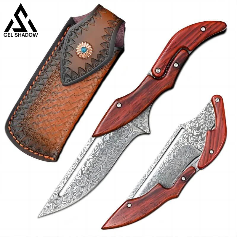 Damascus Steel Transformable Mechanical Magic Knife Pocket Knives