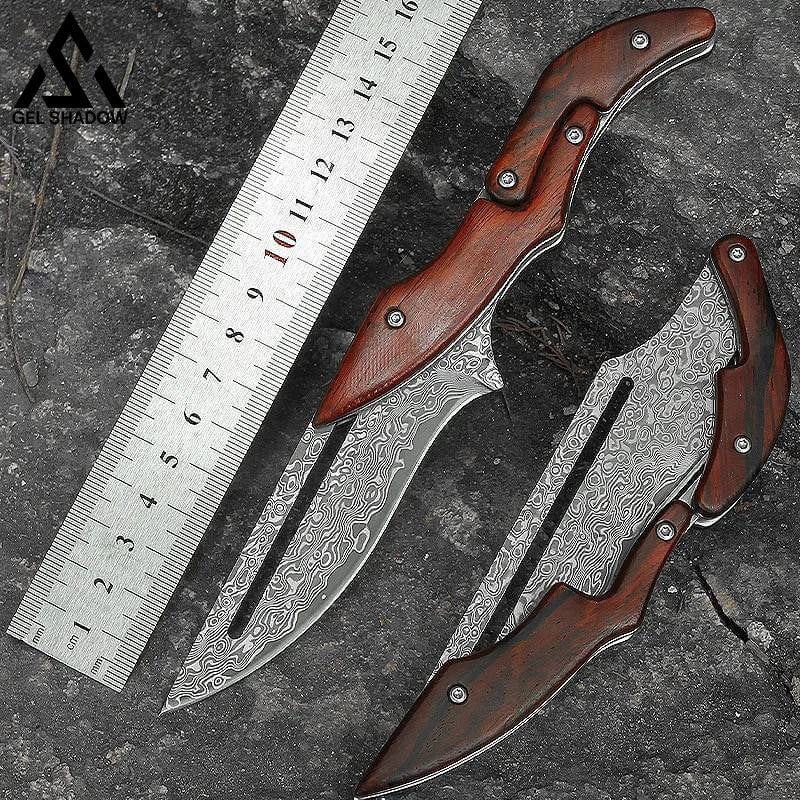 Damascus Steel Transformable Mechanical Magic Knife Pocket Knives