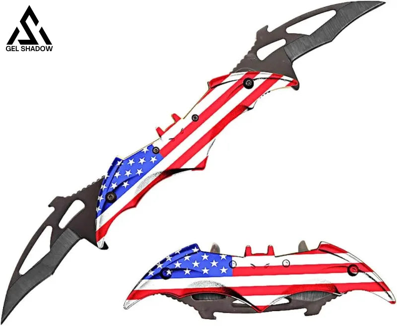 Dark Bat Knight Double Blade Folding Pocket Knife American Butterfly