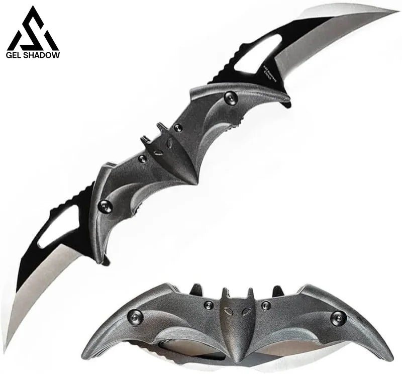 Dark Bat Knight Double Blade Folding Pocket Knife Black Butterfly