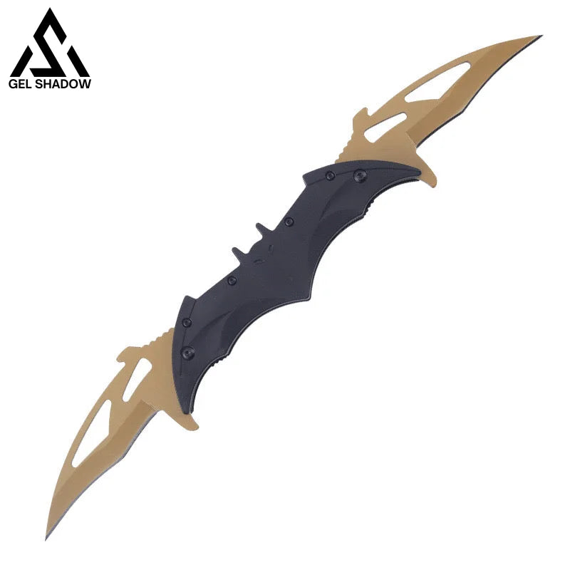 Dark Bat Knight Double Blade Folding Pocket Knife Butterfly