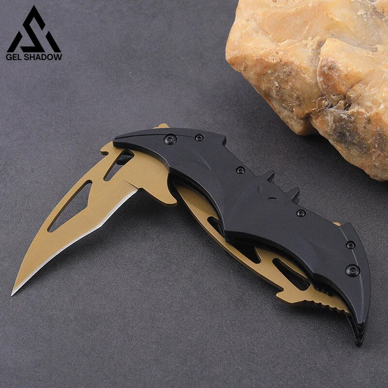 Dark Bat Knight Double Blade Folding Pocket Knife Butterfly