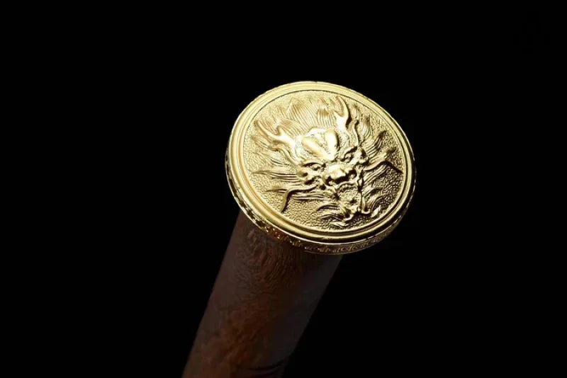 Dragon Pattern Alloy Gold Stainless Steel Cane Sword(US ONLY）-GS65 black Pocket Knives