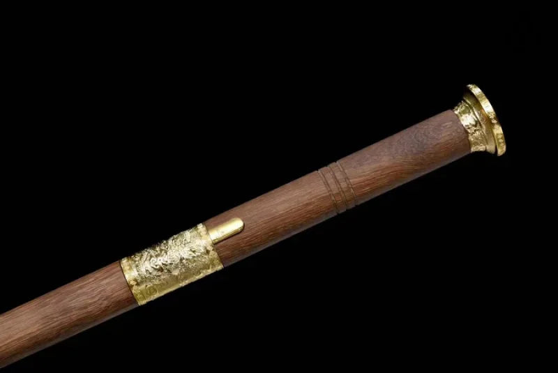 Dragon Pattern Alloy Gold Stainless Steel Cane Sword(US ONLY）-GS65 black Pocket Knives
